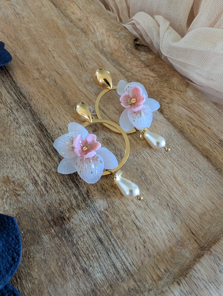 Boucles d'oreilles Orchidée