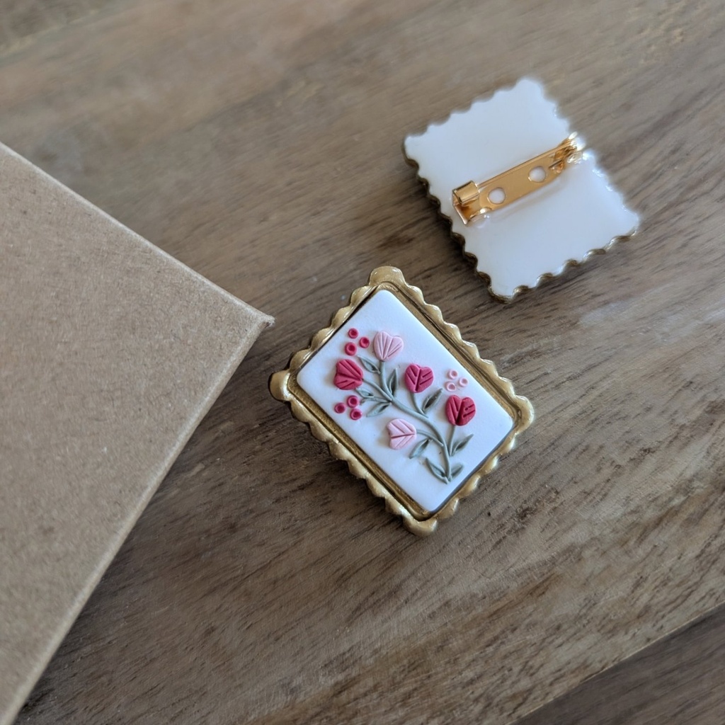 Broche Timbre Fleuri