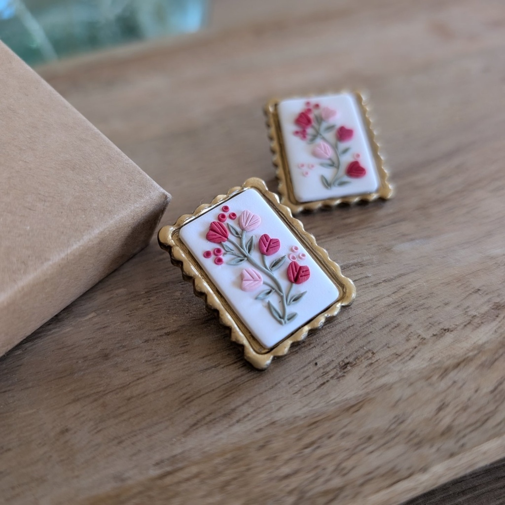 Broche Timbre Fleuri